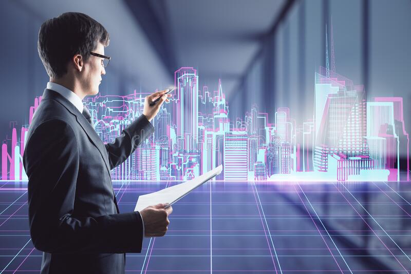 concepto-de-diseño-proyecto-ciudad-inteligente-con-dibujos-arquitectos-en-la-pantalla-digital-holográfica-rascacielos-doble-212795293